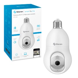 STEREN CCTV-238 Cámara WiFi Robotizada Socket seguidor Movimiento 3MPX, Blanco