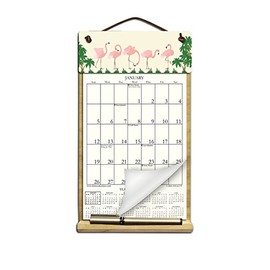 7" x 12" Wooden Refillable Calendar Holder filled with a 2025 calendar and includes an order form page for 2026. We'll include the rest of 2024, too, in case you need it. - FLAMINGOS