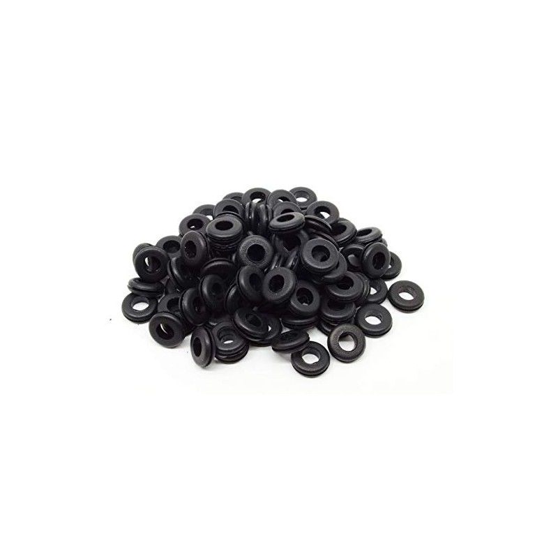 Pkg of 6 - Black SBR Rubber Push-in Grommet -