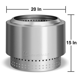 HongTaok 20 Inch Smokeless Fire Pit with Removable Ash Pan, Fire Pits for Outside Wood Burning, Portable Bonfire Outdoor Firepit, Waterproof Bag & Poker Included, Stainless Steel, Camping Backyard