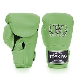Top King Super Air Breathable Leather Gloves Muay Thai Boxing Gloves for Training or Sparring - Green, 12oz