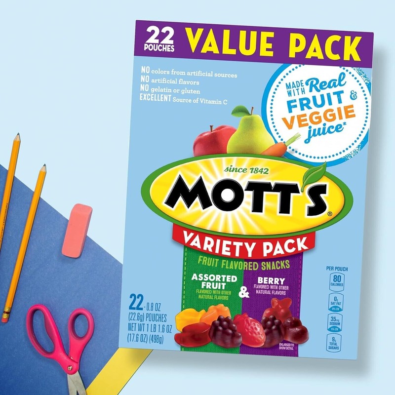 Mott's Fruit Flavored Snacks,Gluten Free Snack, Variety Value Pack, 22