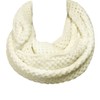 Bowbear Solid Color Warm Winter Knit Infinity Scarf, Off White_A