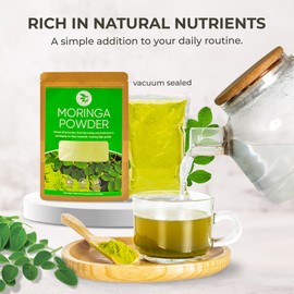 Moringa Leaf Powder - 10.58 oz, 100% Pure & Natural, For Tea, Drinks, Cooking & Skincare, Supports Digestion, Immune, Sleep & Relaxation, Finely Ground, No Sugar, No Caffeine