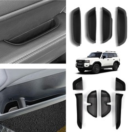 SMABEE 10PCS Front Rear Door Organizer Inserts for 2024 2025 Toyota Land Cruiser Prado 250 J250 LC250 Accessories TPE Door Handle Storage Organizer Door Side Storage Box Interior Black