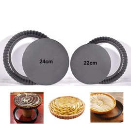 2 Stück Quicheform, 22 cm und 24 cm Tarteform mit Hebeboden,Tarte Form Antihaftbeschichtete Quiche Tortenboden Obstkuchenform Tortenbodenform Obstbodenform Tortenform Torte Tart Pan Tortenpfannen