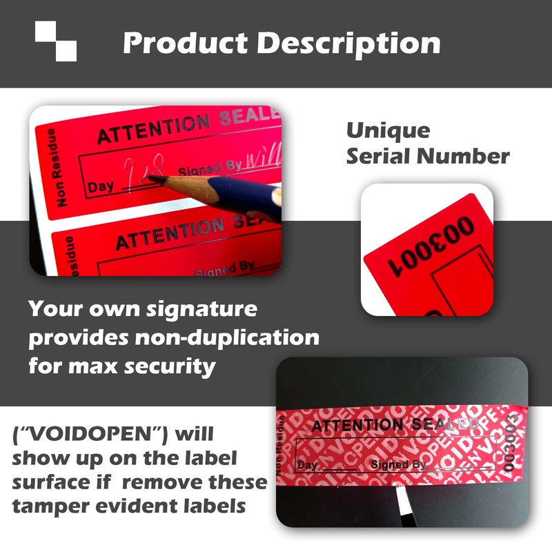 Non Transfer Tamper Evident Security Warranty Void Seals/Stickers High Security