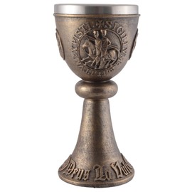 VOGLER Joh. Vogler GmbH Crusader Goblet Deus lo Vult Made of Artificial Stone Painted by Artist Hand in Bronze with a Removable Stainless Steel Insert 200ml