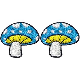 Ranger Return Juego de 2 pequeños parches bordados con forma de seta, color azul (MUSH-BL03-MINI2)