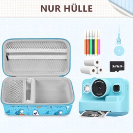 Leayjeen Kids Camera Protective Case Compatible with MINIBEAR/GlobalCrown/Gofunly/USHINING/uleway/Digital Printing Camera for Kids (Case Only), Blue Shark, Suitcase