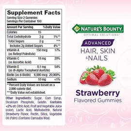 Nature's Bounty Optimal Solutions Advanced Hair, Skin, Nails, 2X Biotin, 200