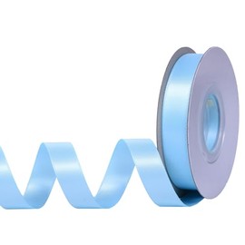 YAMA - Cinta de satén de doble cara azul claro, 5/8 pulgadas, 25 yardas, cinta de tela azul para envolver regalos, manualidades, lazos para el pelo, decoración de bodas y fiestas