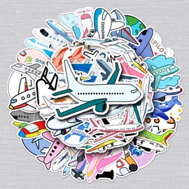 50 Pcs Aircrafts Stickers for Kids Teens Adults Boys Girls,Stickers Pack for Laptop,Skateboard,Luggage,Car,Bike,Cup,Computer,Water Bottle Decor,Aircraft Vinyl Waterproof Sticker Decals