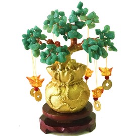 Picmoo Feng Shui Citrine/Citrine Money Tree and Citrine Tree, Faucet Crystal Tree/Chinese Dragon Fortune Crystal Tree/Gift Tree (Green)