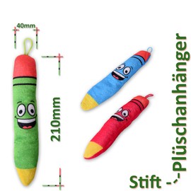 TE-Trend Pack of 6 Pen Plush Pendants Fabric Pendant Cuddly Toy Stuffed Toy Children Party Bag 21 cm Multi-Coloured