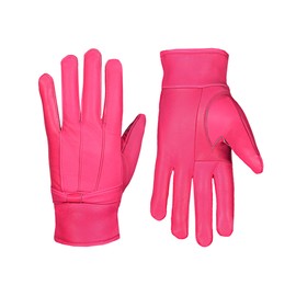 SiXsigma Sports Ladies Leather gloves Women's Soft Fleece Lined Coloured Genuine Leather Bow Gloves Warm Winter (PiNK, Medium/Large)