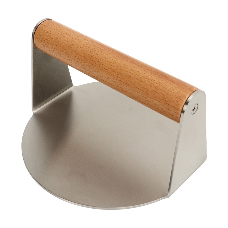 Hamburger Press 304 Stainless Steel Smooth Surface Wooden Handle Easy