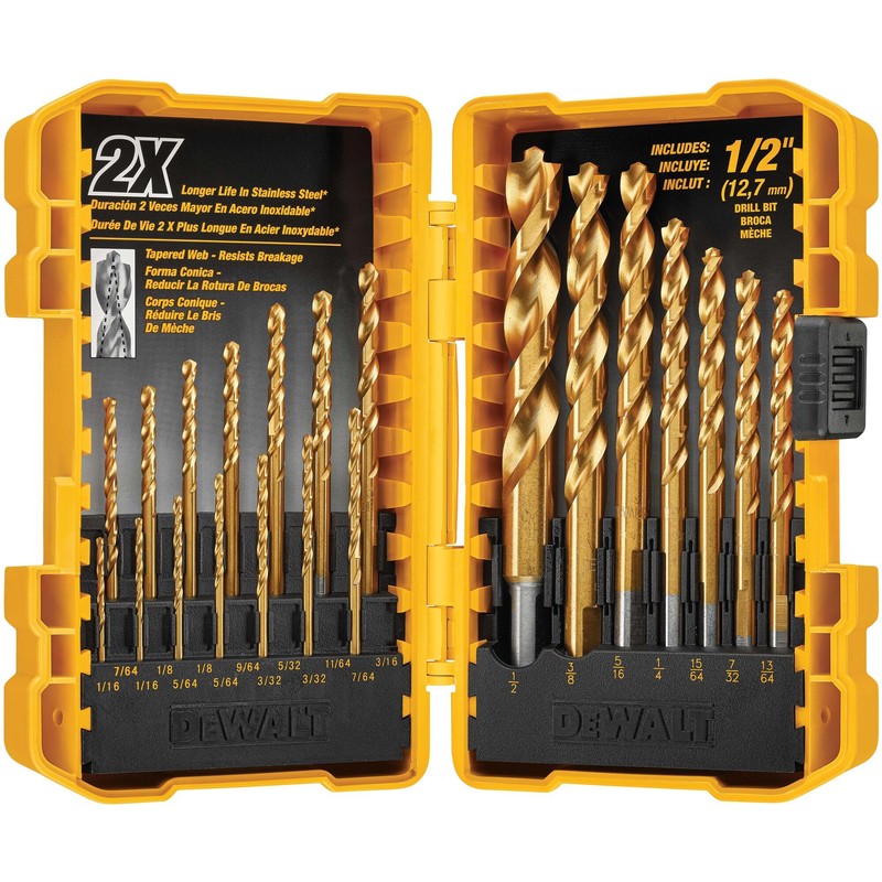 DEWALT Titanium Nitride Coated Drill Bit Set, Pilot Point, 21-Piece