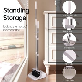 OPTTIDI Broom with Dustpan Combo Set Hand Broom and Dustpan Set for Sweeping Indoor Angle Broom for Home Office Kitchen Lobby Floor Pet Hair Indoor&Outdoor Cleaning