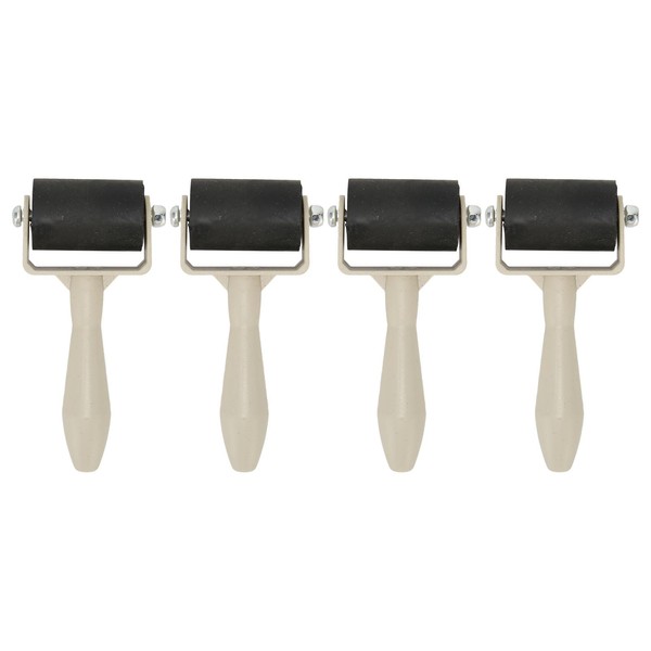 4 Pcs Rubber Brayer Roller with Skid Resistance Handle, Flexible