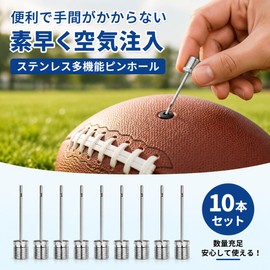 Stainless Steel Air Needles, Set of 10, Multifunctional, Inflating Needle Tip, Won't Damage Balls, Non-Slip Knurling, Compatible with Basketball, Soccer, Volleyball, Yoga Balls, Floats, Clear Storage