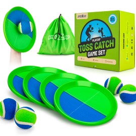 Toss and Catch Ball Set Water-Resistant - Indoor/Outdoor Toys for Kids, Adult & Pets - Hand-Eye Coordination Training for Baseball Game - Great for Yard, Living Room, Beach & Pool (4 Pack)