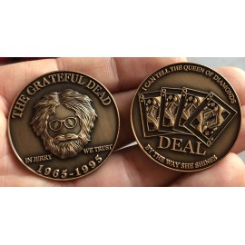 Grateful Dead Coin Golf Ball Mark Dealer Jerry Garcia Poker Chip Antique Bronze