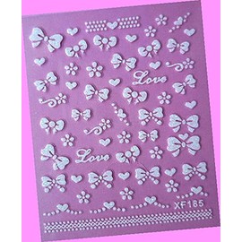 Glittery Lace Snow Snowflake Sweet Heart Christmas Party 3D Nail Art Stickers Xf185 for Nails Design Nail Art Stickers Decals Supplies Manicure Tips Sticker Colorful for Nail Decorations