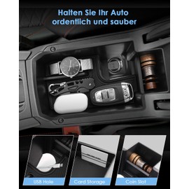 WEIPIN WEIPIN Kompatibel mit Seat Leon MK4 /Cupr Formentor 2020-2024 2025 Mittelkonsole Handschuhfach Armlehne Console Organizer Tray Aufbewahrungsbox fr Seat Leon KL FR ST Zubeh?r(Schwarz)