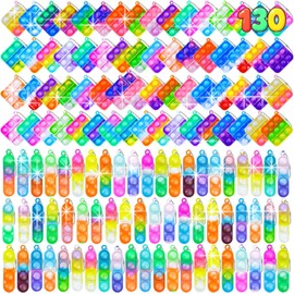 130 llaveros para fiestas, mini llavero, juguetes para aliviar el estrés (130)