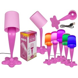 Out of the blue Table Lamp, Colour Pot, Neon Pink, Approx. 30 cm, with USB Connection, with White and Colour Changing LED, Made of Plastic