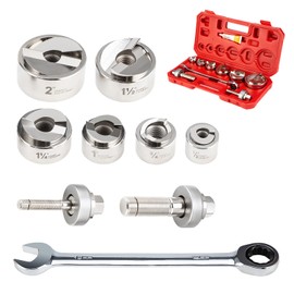 IBOSAD Manual Knockout Hole Punch Driver Kit 1/2 to 2 inch Electrical Conduit Hole Cutter Set KO Tool Kit,Can't Use for Stainless Steel Plate (with Chromed Punch Dies)