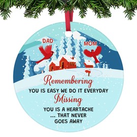 Sympathy Gifts Cardinal Dad Mom Memorial Ornament for Loss of Mom Dad Bereavement Memorial Remembrance Condolence Gifts for Loss of Father Mother Cardinal Christmas Hanging Ornament