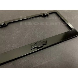 License Plate Frame Shop 1x (Black) Bowtie-LOGO 3D Emblem Badge BLACK Stainless License Plate Tag Frame