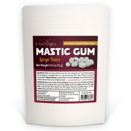 Eastanbul Mastic Gum Chewing Gum, 0.53oz(15g) Mastic Chewing Mewing for Jawline, Large Sized Natural Tears of Chios, Sugar Free, Natural in Resealable Bag Chios Mastiha Greco, Greek Mewing Jawline