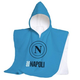 hermet SSC Napoli, Strandtuch mit Kapuze, Strandponcho für Kinder, 60 x 120 cm, Handtuch für Strand oder Pool, 100% weiche Baumwolle