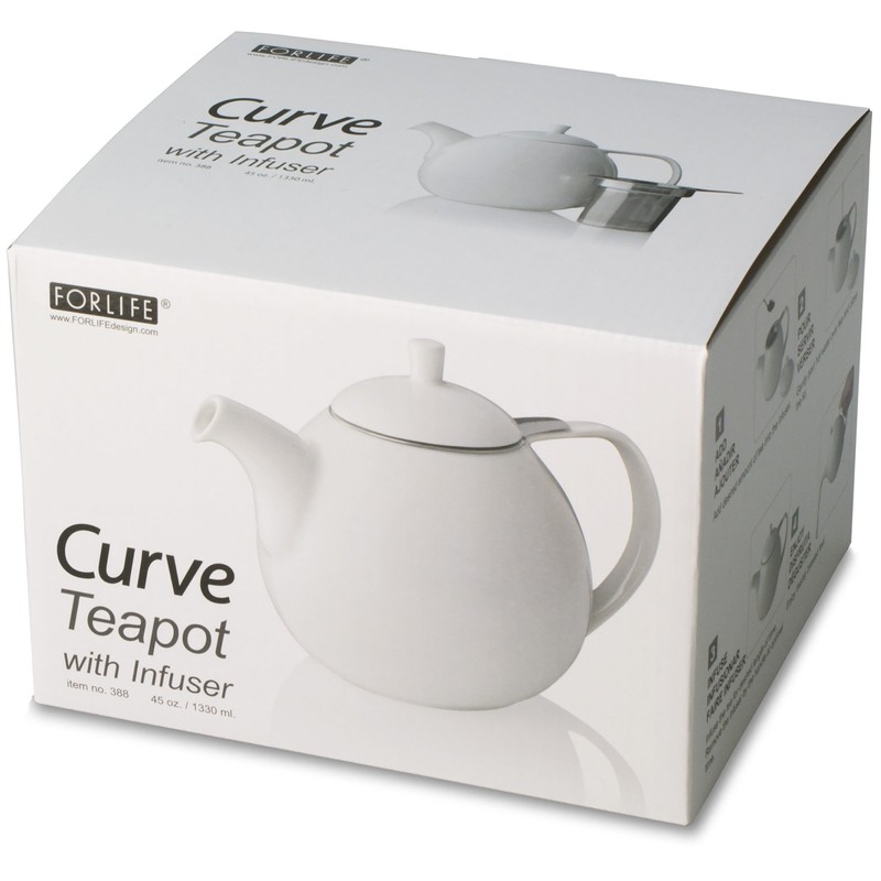 FORLIFE Curve Teapot with Infuser, 45-Ounce, Carrot