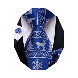 DiBanGu Blue Necktie Christmas Tie Holiday Festival Tie Vacation Xmas Necktie