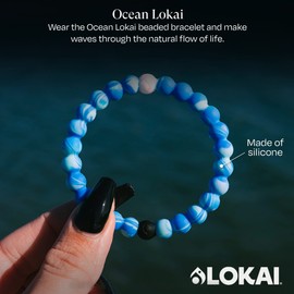 Lokai Silicone Beaded Bracelet Pair for Women & Men, Ocean - Small, 6 Inch Circumference - Silicone Jewelry Fashion Bracelet Slides-On for Comfortable Fit - Stretch Bead Friendship Bracelet
