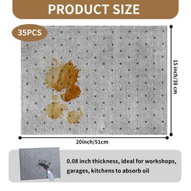 35 Pcs Oil Absorbent Pads, Oil Absorbing Sheets 15" x 20" Oil Spill Mat, Clean and Clear Oil Absorbing Sheets Oil Pads for Home Garage Basement Restaurant and Kitchen(Gray)