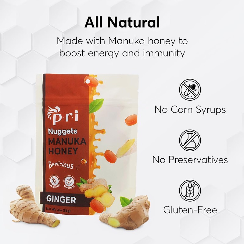 P.R.I Manuka Honey & Ginger Nuggets, Sweet and All Natural