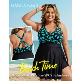 Hanna Nikole Tankini Swimsuits for Women Swimsuit for Women Twist Front Swimsuit Polka Dots 20 Plus
