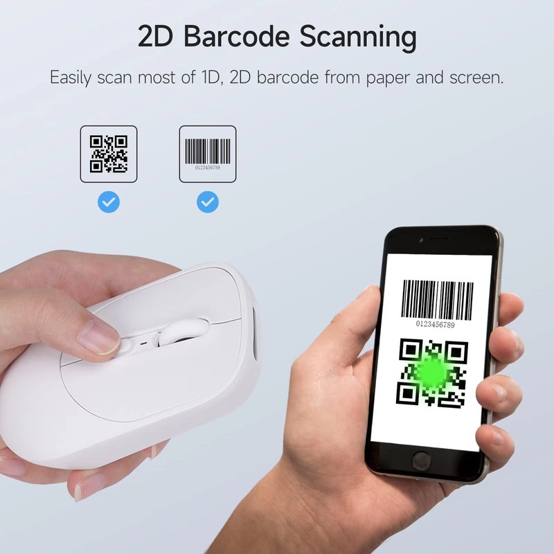 THARO New Wireless Mouse Barcode Scanner, 2-in-1 Design 2D Handheld