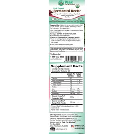 Peak Pure & Natural Peak Organic Fermented Beets - Organic Fermented Beet Powder Superfood Drink Powder - Nitric Oxide Supplement Support for Normal Blood Pressure