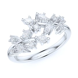 PRSTANI Sterling Silver Spilt Tree Branch Prong-Set Simulated Marquise Diamond Ring Wedding Band (4)