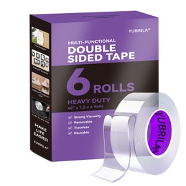 Yubrila 6 Rolls,Double Sided Tape Heavy Duty,Strong Nano Adhesive Mounting Tape for Walls Decor Picture Poster Hanging Strips