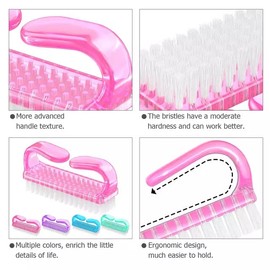 4 Pcs Nail Brush for daily Use - 4 Different Kinds of Fingernail brush with Plastic Handle Nail brush for cleaning Fingernails - Easy to use Nail Scrub brush - Nail Cleaner Nail brushes for Hands Feet