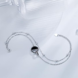 Micory Women's Bracelet 925 Sterling Silver with Heart Zirconia Bracelets Women's Adjustable Bracelet Valentine's Day Mother's Day Birthday Christmas Gift for Her Women Girlfriend, 21 cm, Sterling