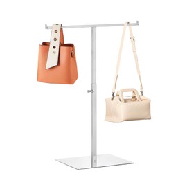 HEYLEAYAR Soporte de exhibición para cartera en forma de T, altura ajustable, acero inoxidable, soporte de exhibición para joyería, plateado