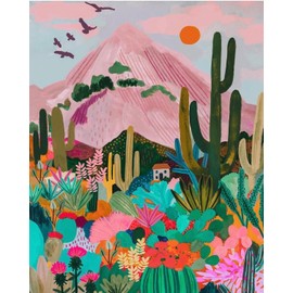 JanFebMar Paint by Numbers Adult DIY Hand Painted Oil Painting Kit with Wrinkle-Free Canvas, 4 Brushes and Acrylic Paint Frameless 40 x 50 cm Cactus